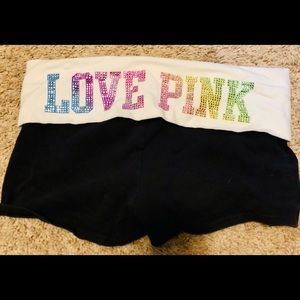Love pink yoga shorts